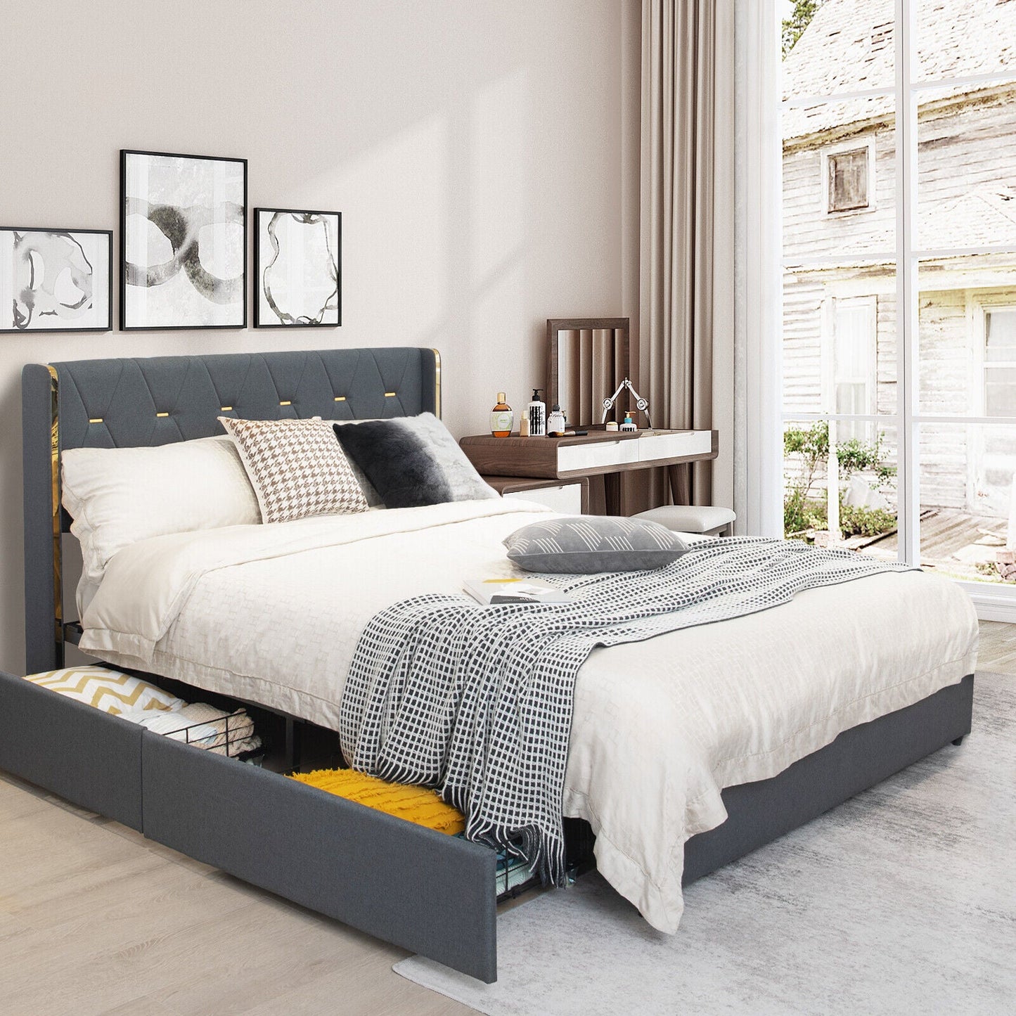 2-in-1 Convertible Kids Sofa to Lounger with Bunny Pattern