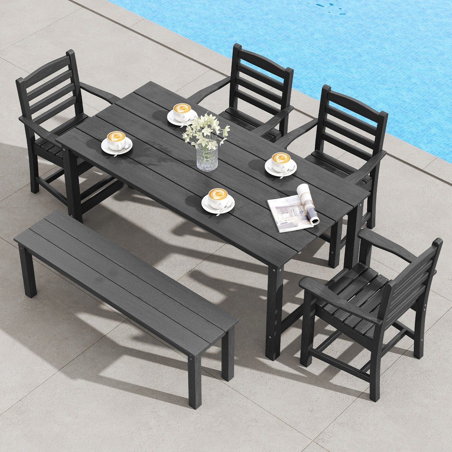 Rubber Wood Dining Chairs Set of 2 with Hollowed Backrest