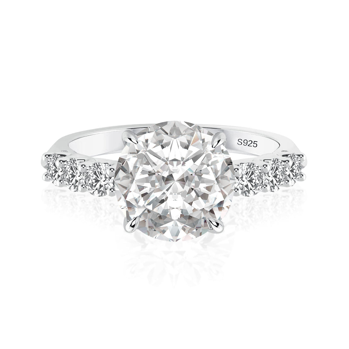 Rodiffy Moissanite 4.0 Ct Round White Gold Engagement Ring