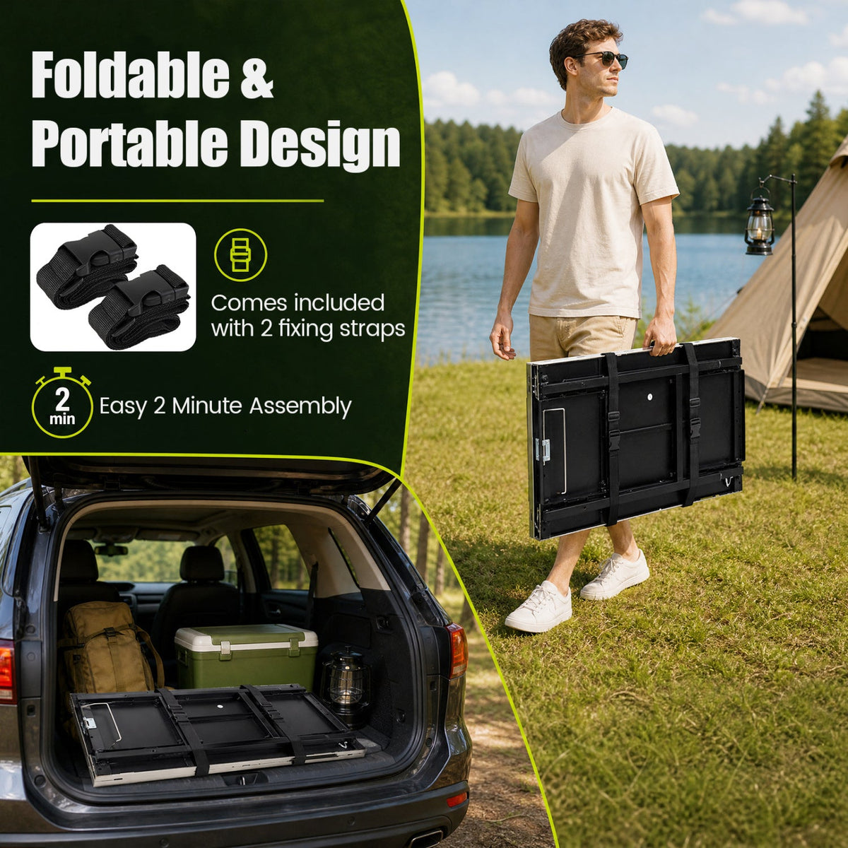 Foldable Outdoor Cook Station with Removable Shelves