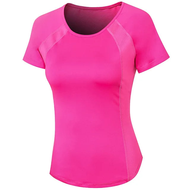Women's Breathable Mesh Running Shirt Quick Dry Elastic Yoga Top
