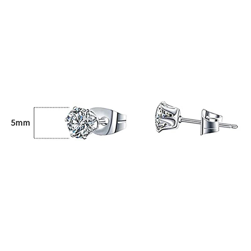 Huitan Minimalist Crystal Cubic Zirconia Stud Earrings | 6 Claws Unisex Fashion Jewelry