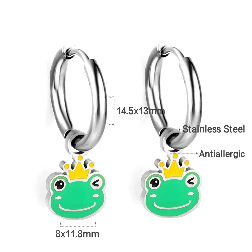 LUXUSTEEL Animal Hoop Earrings | Stainless Steel Drop Earrings for Women