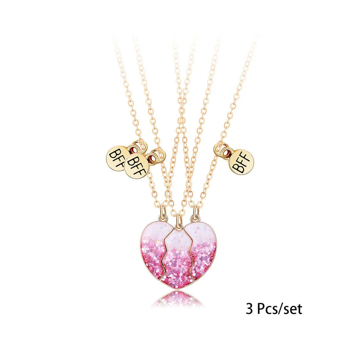 3 Pcs/set Best Friends Pendant Necklace For Woman Magnetic Adjustable Rainbow Daisy Lover Broken Heart Chain BFF Jewelry Gifts