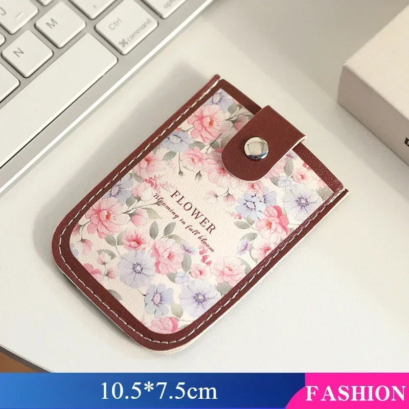 Creative 5 Card Pocket PU Leather Mini Wallet with RFID Blocking and Floral Print | Slim ID Card Holder