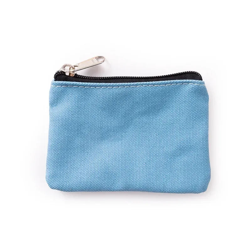 Solid Color Canvas Zipper Coin Purse | Mini Money Pouch for Women Men