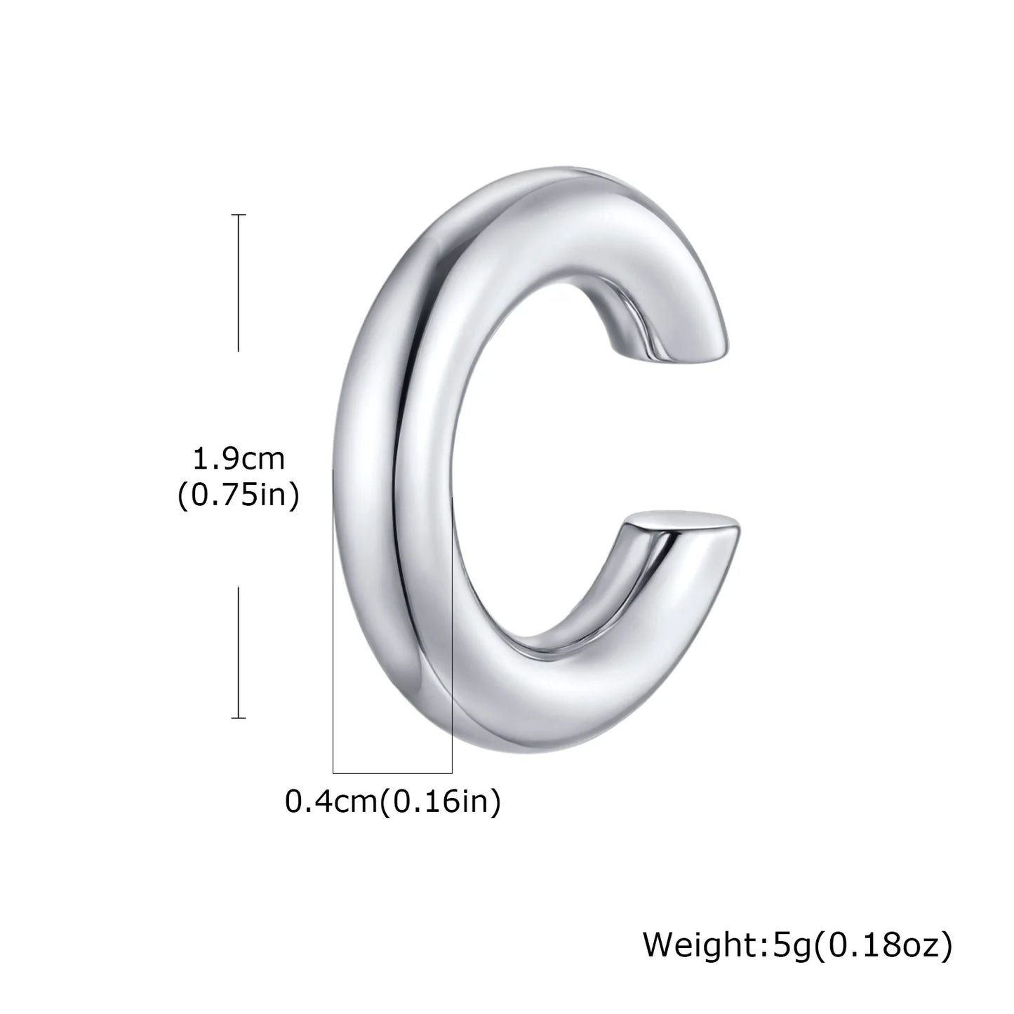Stainless Steel C-Shaped Ear Clip | Punk Fake Piercing Ear Cuff for Women