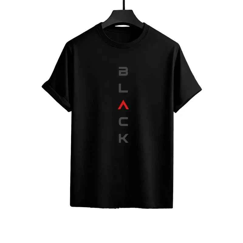 Men's Black Letter Print Summer Short Set