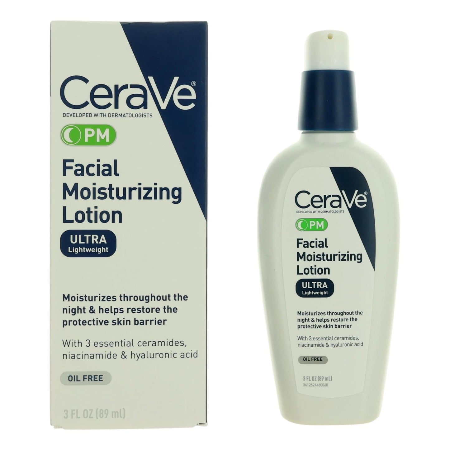 CeraVe Facial Moisturizing Lotion, 3oz Lightweight Night Moisturizer