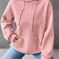 Full Size Textured Kangaroo Pocket Hoodie Plus Size
