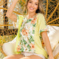 BiBi Floral W Stripe Color Block Dolman Sleeves Top