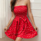 Smocked Heart Print Tube Dress