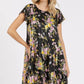 Mittoshop Flower Print Round Neck Flutter Sleeve Tiered Dress