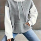 Full Size Textured Kangaroo Pocket Hoodie Plus Size