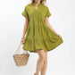 Umgee Linen Mini Dress with Scallop Trim