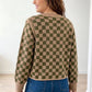 Multicolour Drop Shoulder Plaid Knit Long Sleeve Sweater