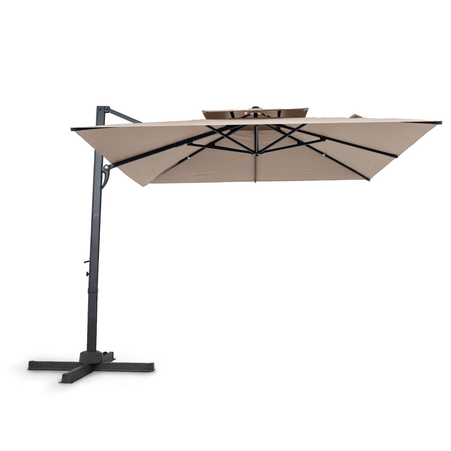 10 FT Patio Cantilever Umbrella with 360° Rotation and 8 Sturdy Ribs for Backyard