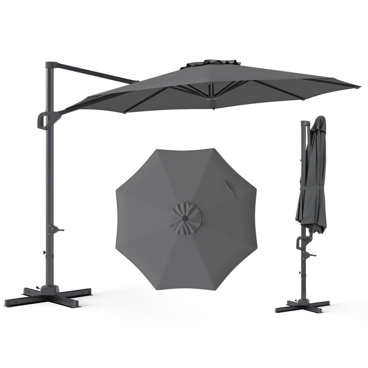 10 Feet Patio Cantilever Umbrella with Easy Tilt Adjustment