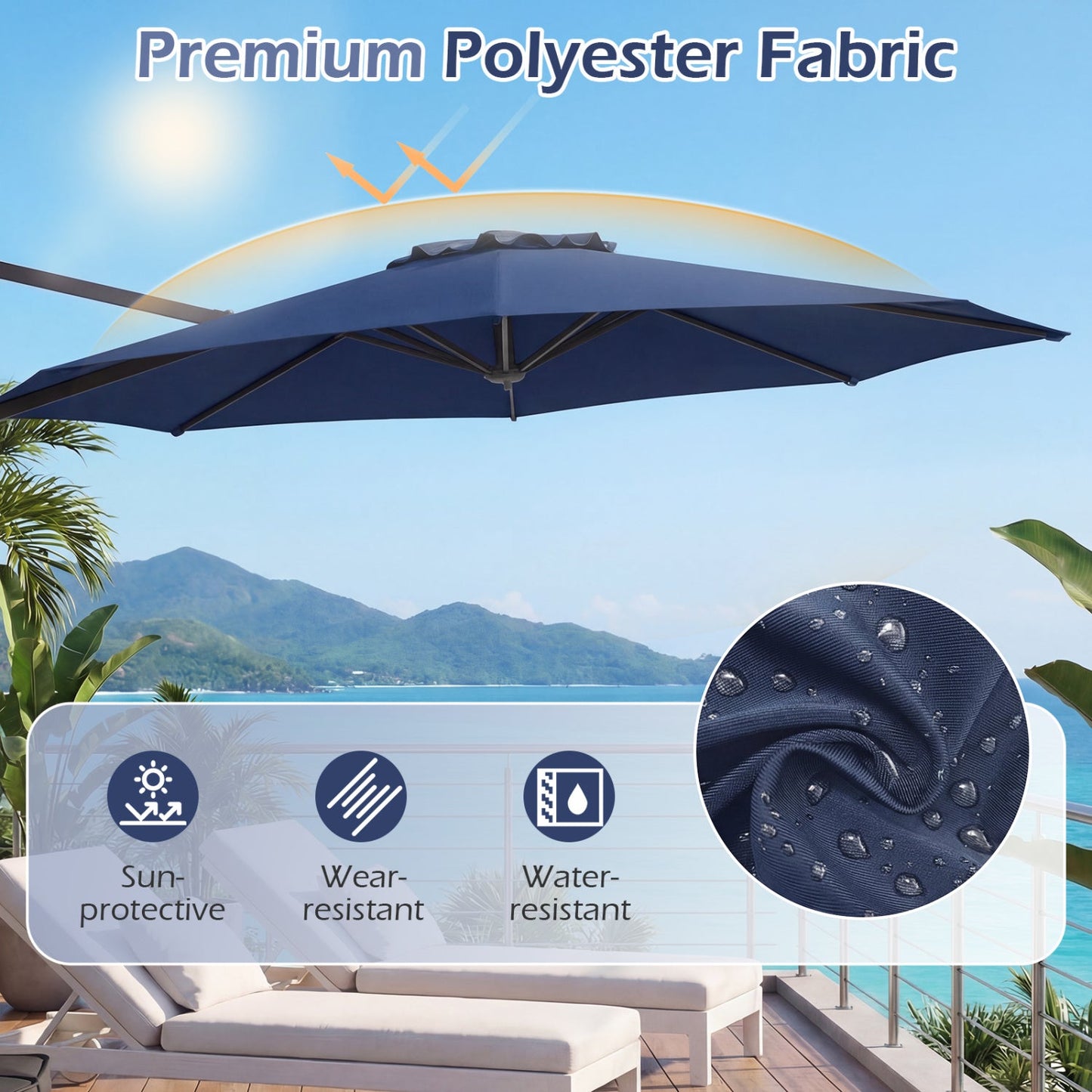 10 Feet Patio Cantilever Umbrella with Easy Tilt Adjustment