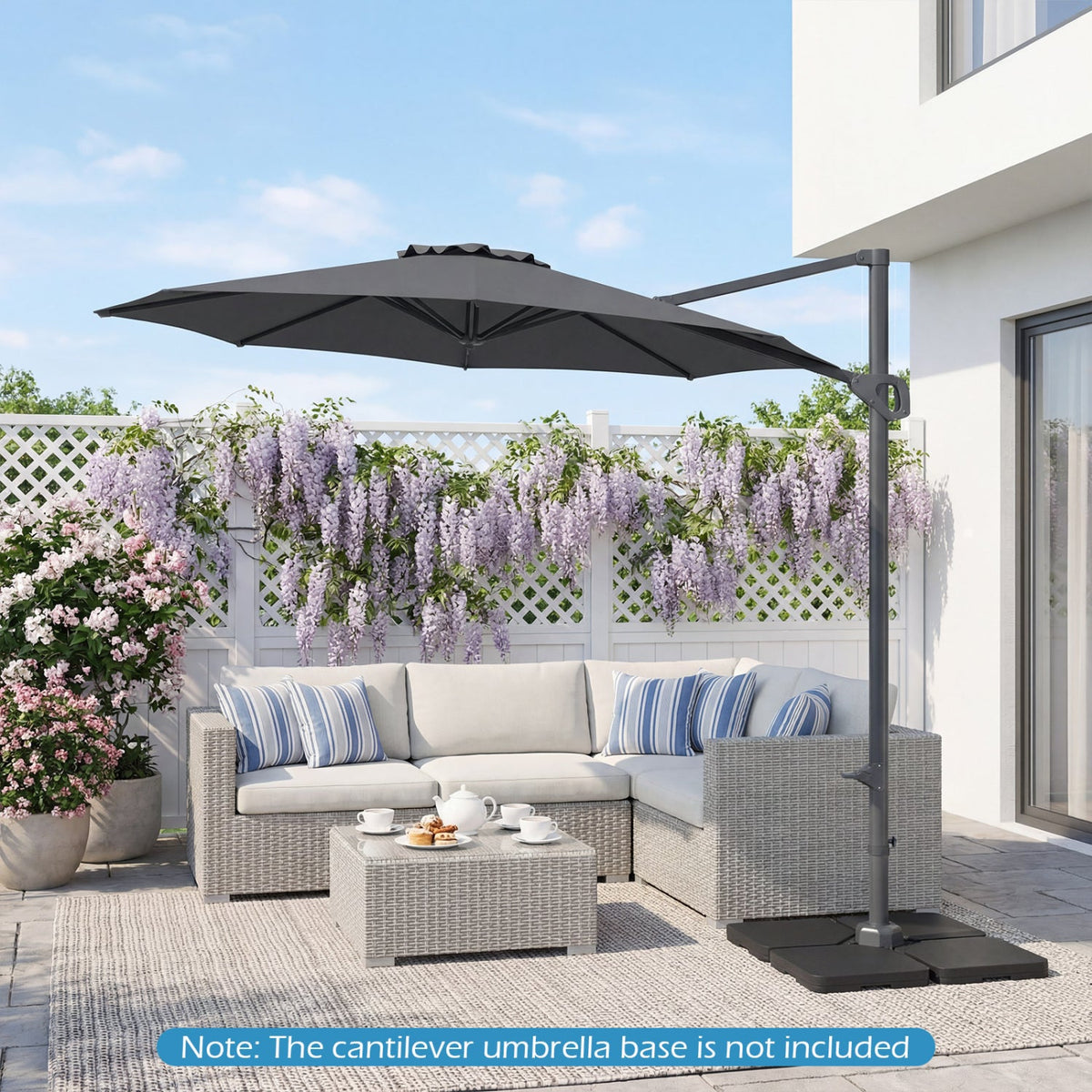 10 Feet Patio Cantilever Umbrella with Easy Tilt Adjustment