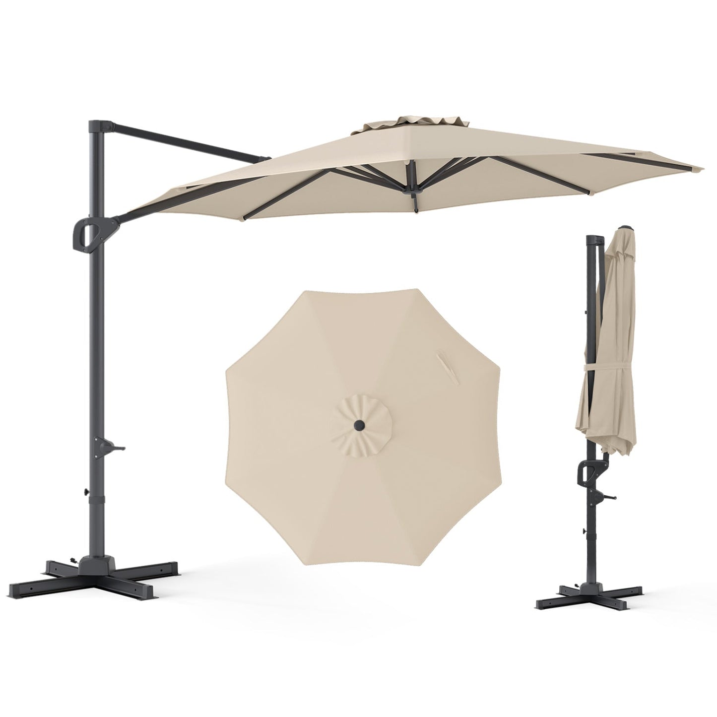 10 Feet Patio Cantilever Umbrella with Easy Tilt Adjustment