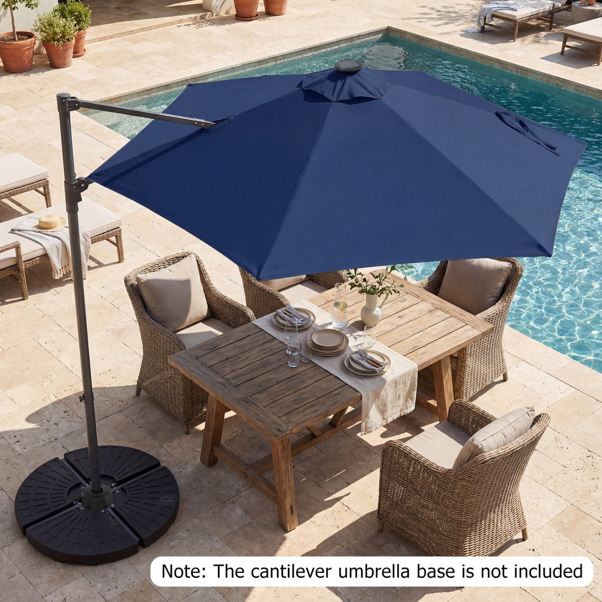 10 Feet Patio Cantilever Umbrella with Solar LED Lights