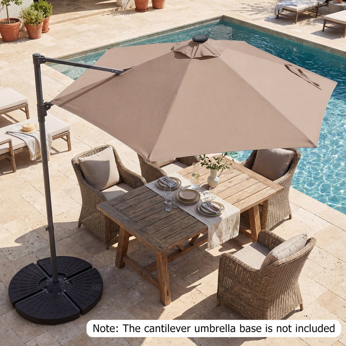 10 Feet Patio Cantilever Umbrella with Solar LED Lights