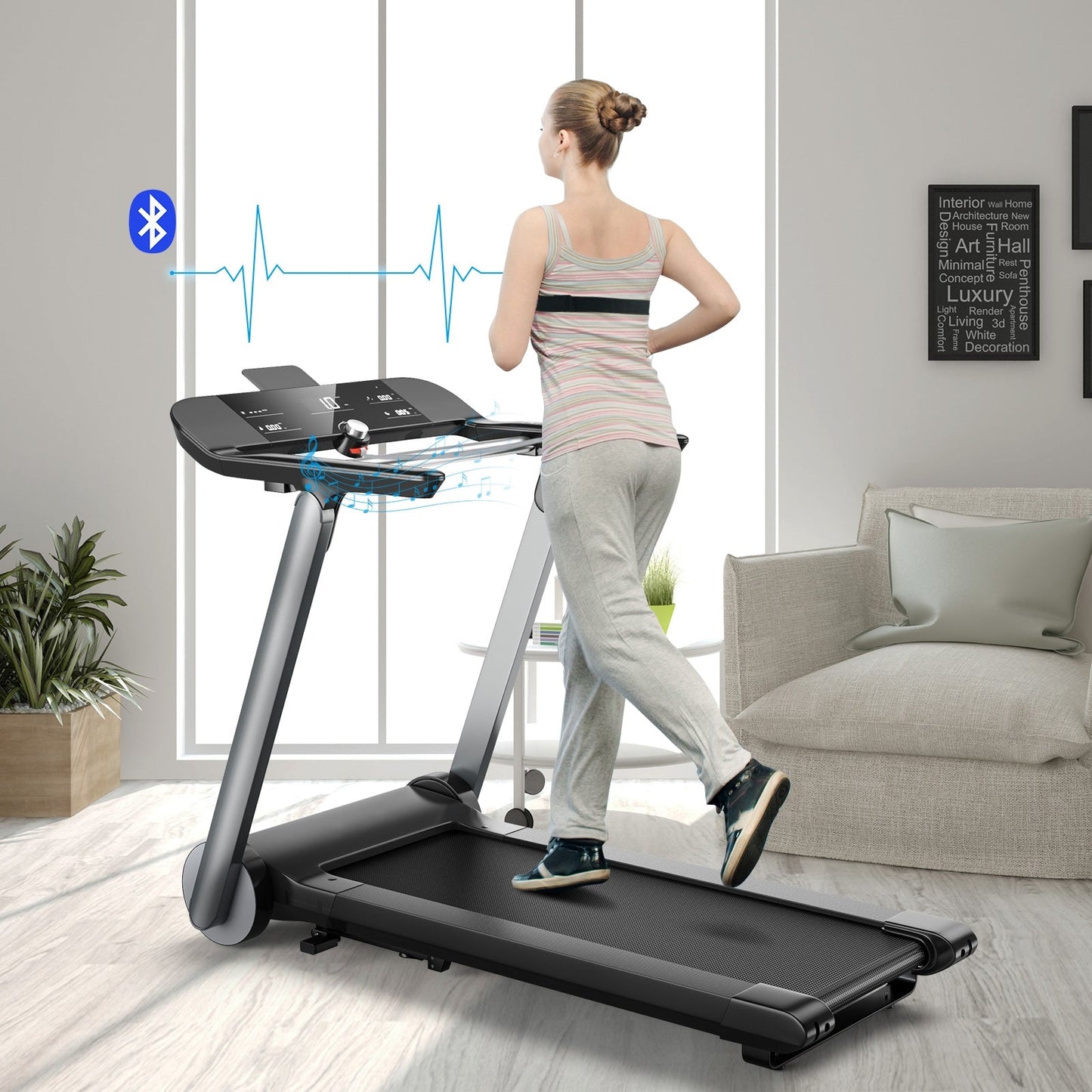 Italian Folding Treadmill – Heart Rate Belt & Fatigue Button