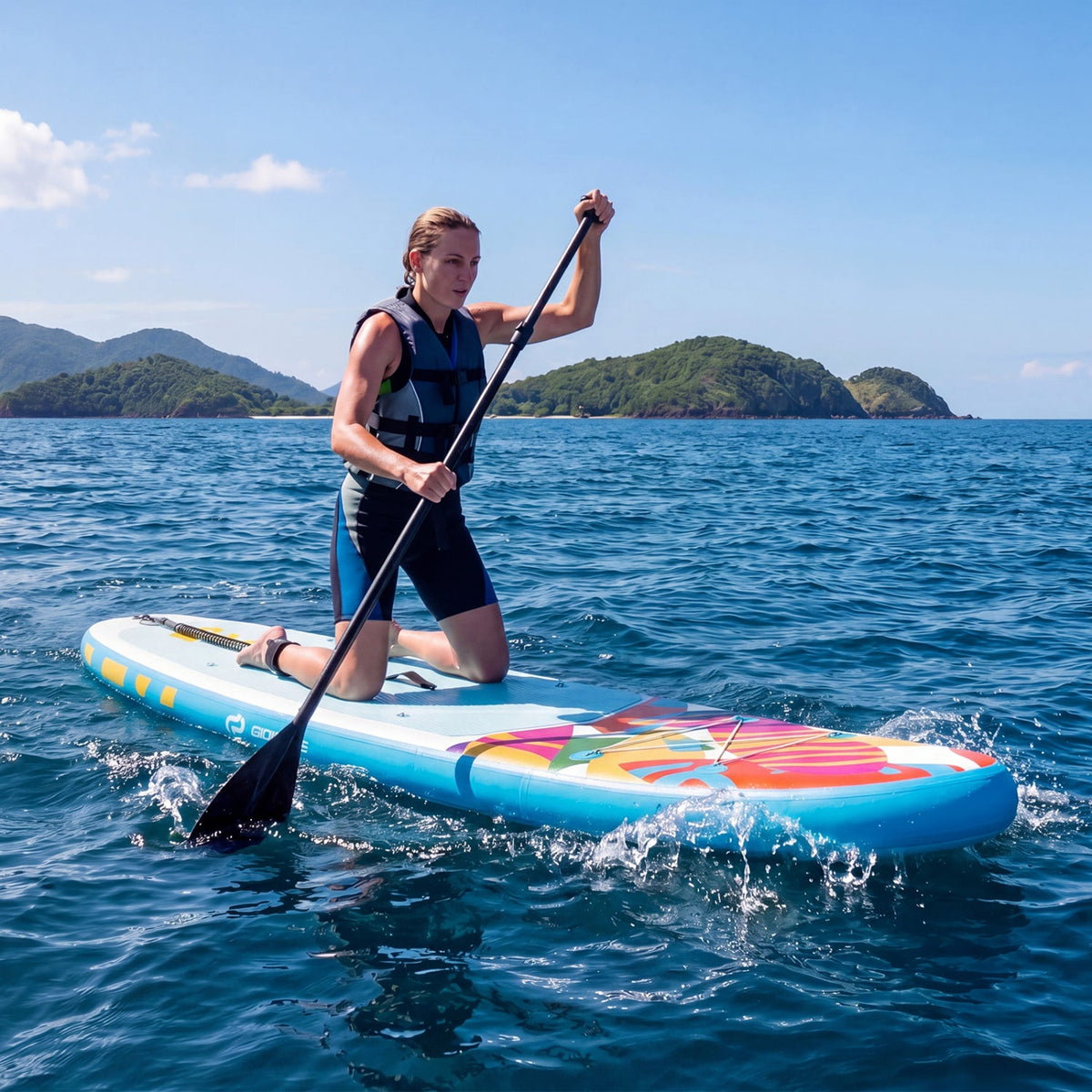 11' Wide Inflatable Stand Up Paddle Board with Backpack for All Skill Levels
