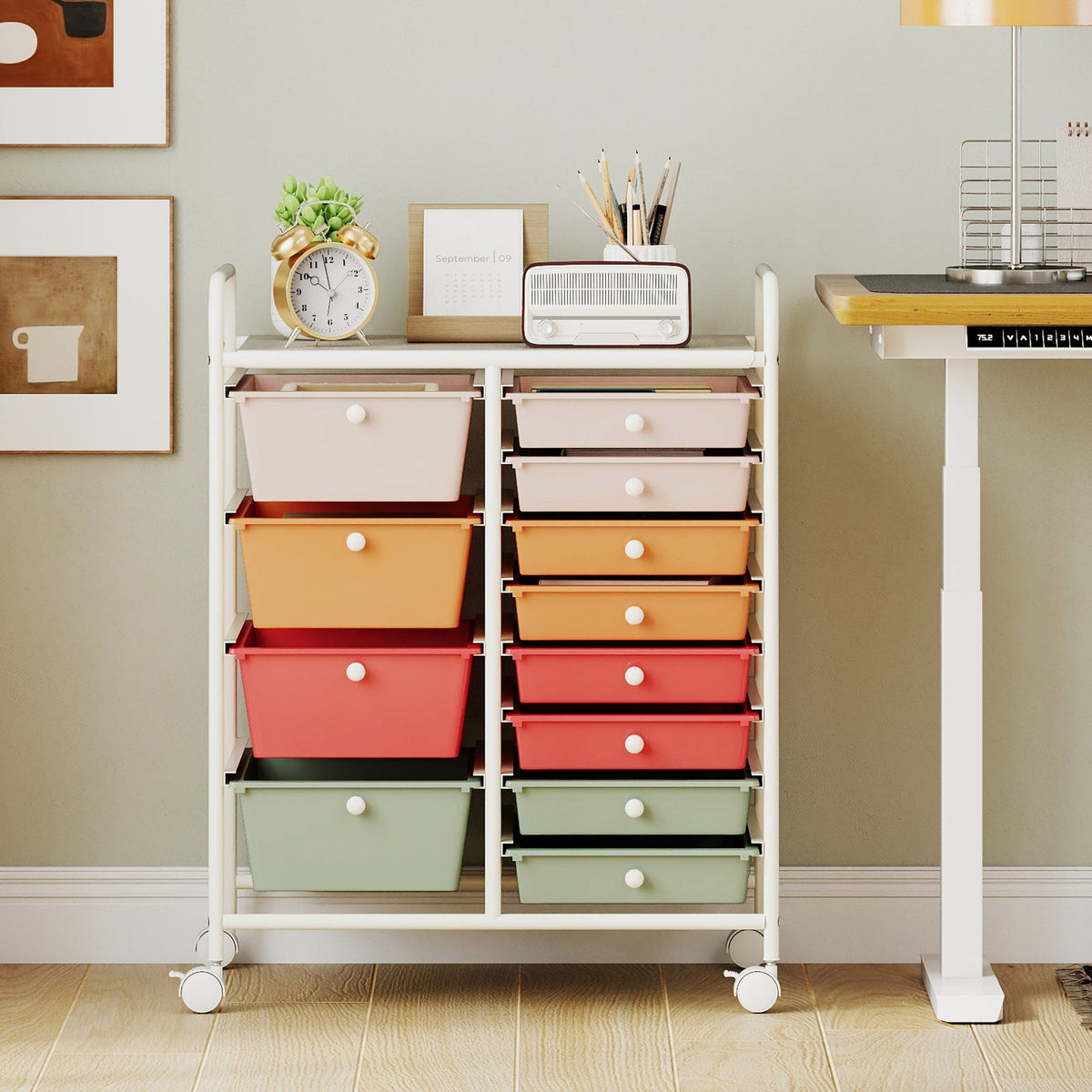 12-Drawer Utility Rolling Cart with Drawers Multi-Use Storage