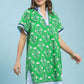 Umgee Printed Split Neck Short Sleeve Shift Dress