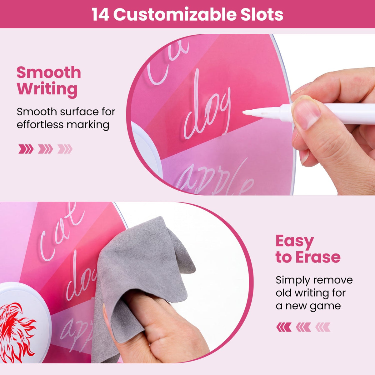 14 Slots Spin Wheel with Blackboard Marker