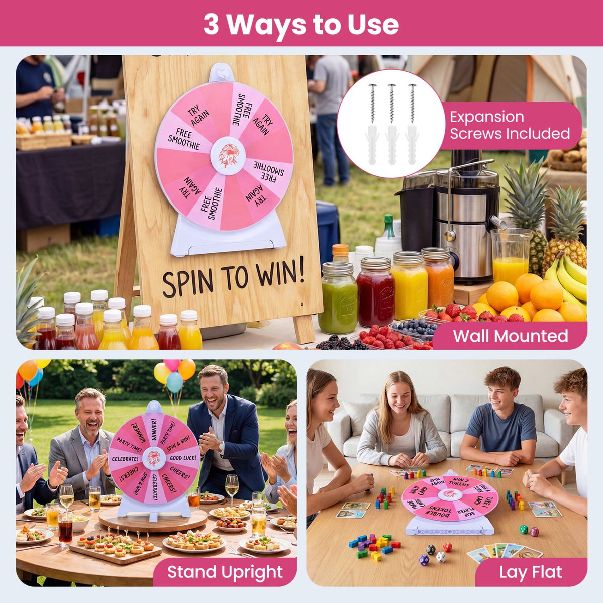 14 Slots Spin Wheel with Blackboard Marker