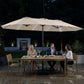 15.5 ft Patio Umbrella with Solar LED Lights and Base
