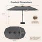 15.5 ft Patio Umbrella with Solar LED Lights and Base