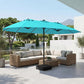 15.5 ft Patio Umbrella with Solar LED Lights and Base