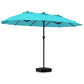 15.5 ft Patio Umbrella with Solar LED Lights and Base