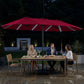 15.5 ft Patio Umbrella with Solar LED Lights and Base