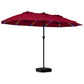 15.5 ft Patio Umbrella with Solar LED Lights and Base