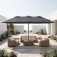 Patio Umbrella 15.5ft with Solar LED Lights and Crank