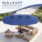 Patio Umbrella 15.5ft with Solar LED Lights and Crank
