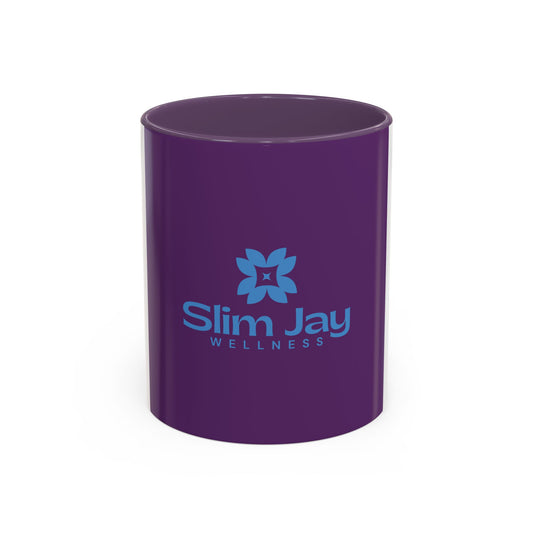 Wellness Logo Coffee Mug — Slim Jay Accent Ceramic Mug (11/15oz)