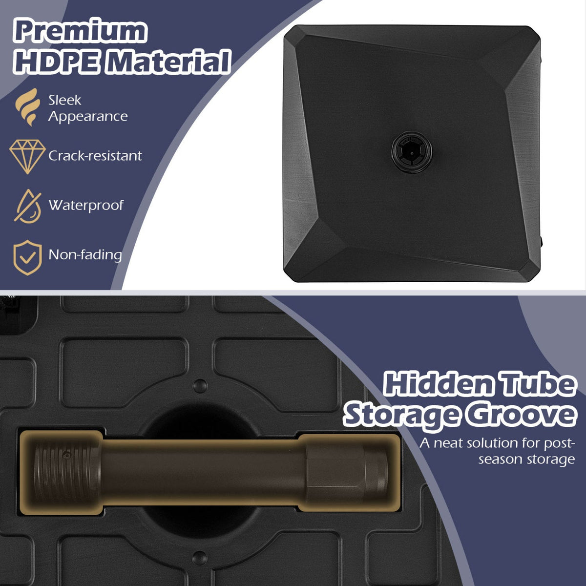 176 LBS Fillable Mobile Umbrella Base with 4 Wheels and 2 Locks