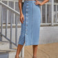 Button-Front Denim Skirt