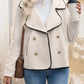Contrast Trim Double-Breasted Jacket