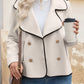 Contrast Trim Double-Breasted Jacket