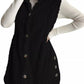 Button-Down Sherpa Hooded Vest Coat