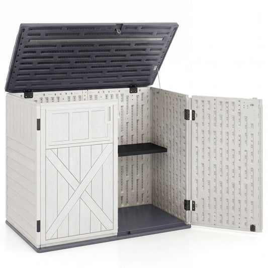 20 Cu.Ft Horizontal Resin Storage Shed with Adjustable Shelf