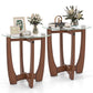 Round End Table Set of 2 with Tempered Glass Top