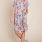BOMBOM Floral Round Neck Short Tee Dress with Pockets
